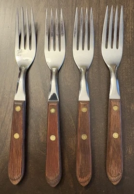 Cubiertos de acero inoxidable Washington Forge TOWN COUNTRY mango de madera 4 horquillas 7,5" Foto 1 de 2