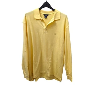 Brooks Brothers 346 Yellow Golden Fleece Cotton Long Sleeve Rugby Polo Shirt L - Picture 1 of 4