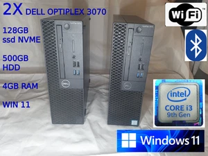 2x Dell OptiPlex 3070 SFF Intel Core i3 9th Gen, 4GB RAM, 128GB SSD, Win 11 Pro - Picture 1 of 12