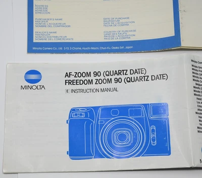 MINOLTA AF-ZOOM 90 石英日期自由室 90 石英日期说明书 — 第 1/4 张图片