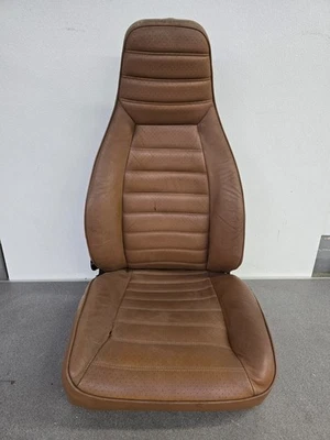 NICE USED ORIGINAL RECARO PORSCHE 911 SC BROWN VINYL PASSENGERS BUCKET SEAT #27 - Image 1 of 4