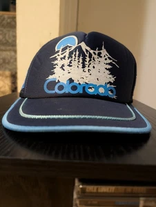 Vintage 3 Stripe Trucker Hat Cap Snapback Colorado Mountains Nature Nissin 90s - Picture 1 of 16