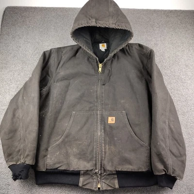 Chaqueta de Lona Carhartt Con Capucha Forrada Aislante J130 Negra XL Desteñida Envejecida Foto 1 de 4