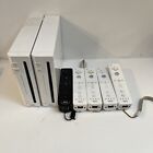 (2) Nintendo Wii White Console ONLY FOR PARTS + (5) Wiimotes For Parts