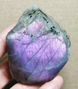One Side Polished Nice Purple Flash Labradorite Slab Spectrolite Reiki Stone - Picture 1 of 10