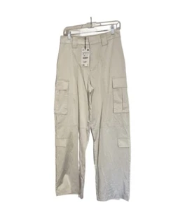 Zara Off White Straight Leg Cargo Dress Pants Women’s Size S NWT - Picture 1 of 4