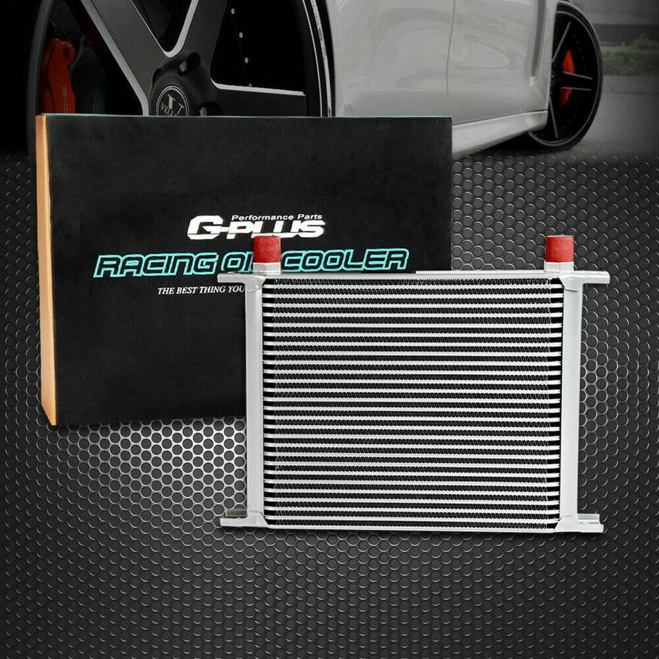 Universal 28 filas AN10 aluminio transmisión motor enfriador de aceite plateado Foto 1 de 4