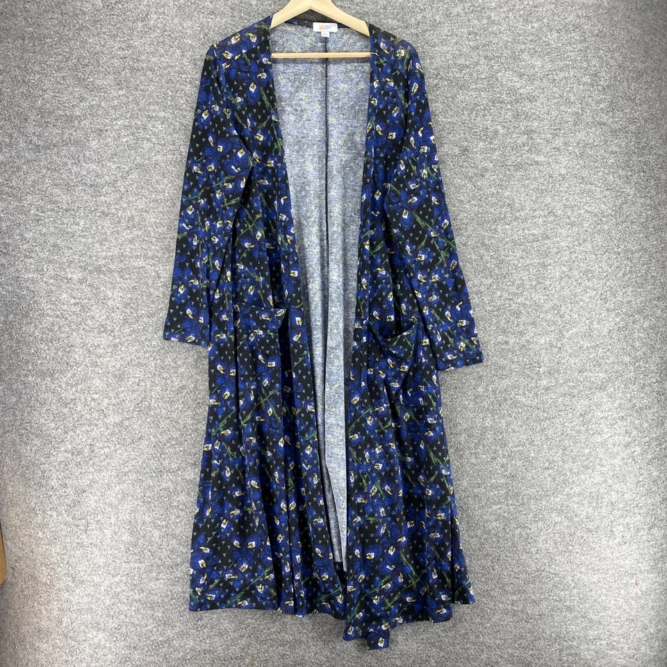 Top LulaRoe Mujer L Grande Azul Floral Frente Abierto Manga Larga Pullover Informal Foto 1 de 4