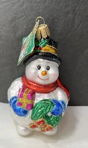 Old World Christmas Lumpy Snowman Hand Blown Glass Ornament 2006 - Picture 1 of 5