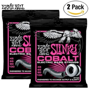 2-PACK Ernie Ball 2734 Super Slinky Cobalt Electric Bass Strings 45-100 - Picture 1 of 1