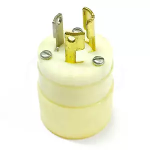 Bryant 4721-N White Locking Nylon Attachment Plug, 2-Pole 3-Wire, 15A 125V - Bild 1 von 3