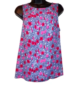 Top sin mangas floral azul y rojo Elle para mujer talla S R2 - Imagen 1 de 7