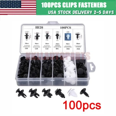 For Jeep Car Bumper Hood Clips Retainer Rivet Fastener Fender Push Pin 100Pcs Foto 1 de 4