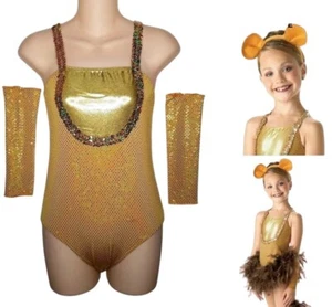 Dandy Lion Adult Medium Dance Costume Leotard w/Mitts & Ears ONLY Showcase New - Picture 1 of 11