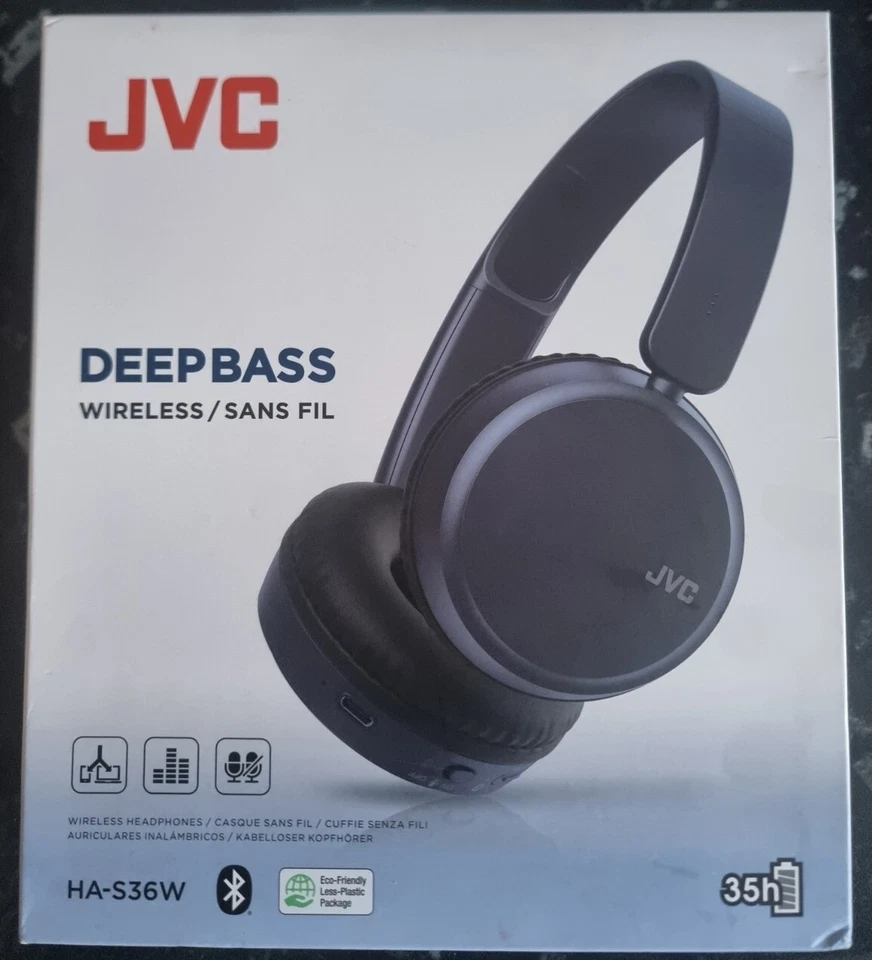 **NEW** JVC Deep Bass HA-S36W Wireless Bluetooth  On-Ear Headphones/blue Sealed - Image 1 of 3