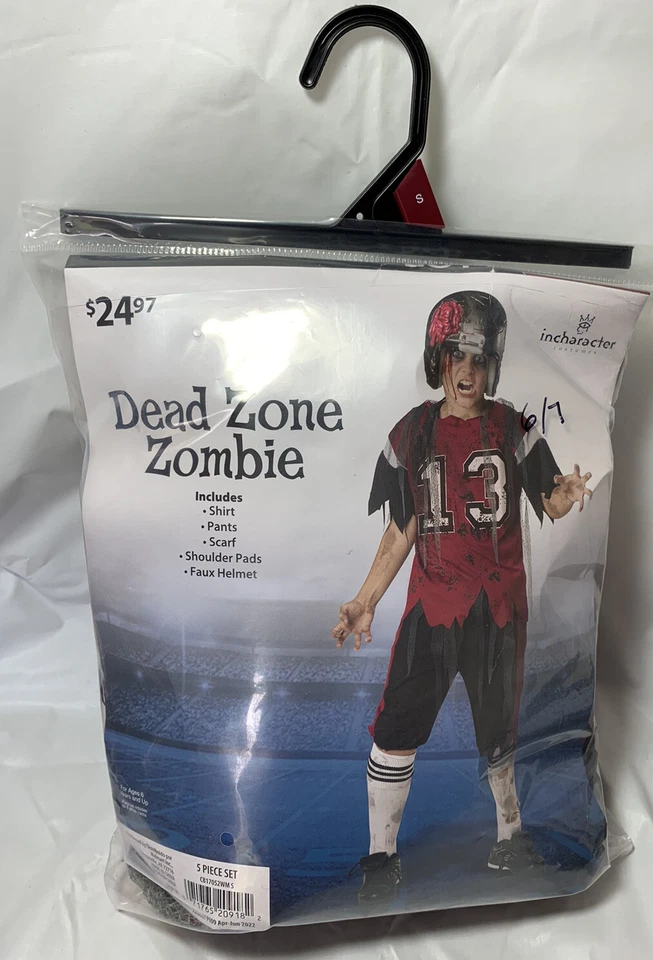 Disfraz de Halloween Zombie Jugador de Fútbol Zona Muerta Talla 6/7 *Falta Bufanda Foto 1 de 4