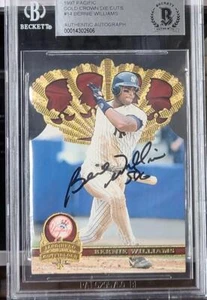 1997 PACIFIC #14 DIE CUT VINTAGE SIGNED CARD BERNIE WILLIAMS YANKEES BAS - Picture 1 of 1