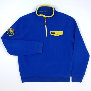 Polo Ralph Lauren Sportsmen Fleece Jacket Medium Men 1/4 Zip Blue Wildlife - Picture 1 of 16