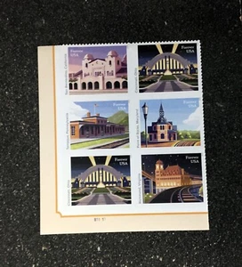 2023USA #5758-5762 Forever Historic Railroad Stations - LL Plate Block of 6 Mint - Picture 1 of 1