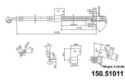 Centric Brake Hydraulic Hose for 03-08 Hyundai Tiburon 150.51011 - Image 1 of 4