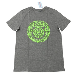 Cat & Jack Boys Size XXL 16/18 Shamrock Smiley Face T-Shirt Black - Picture 1 of 8