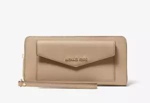 NUEVO CON ETIQUETAS MICHAEL MICHAEL KORS Jet Set Grande Cuero Saffiano Bolsillo Bigetera Beige - Imagen 1 de 2
