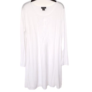 Natori Tranquility With Lace Sleepshirt Dress Large White Cotton Long Sleeve - Picture 1 of 11