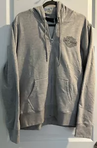 Harley Davidson Women's Special Racer Font Zip Up Hoodie Heather Grey XL NEW - Picture 1 of 7