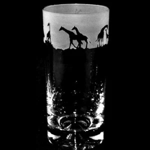 Animo Glass - SANDBLASTED FRIEZE HIGHBALL TUMBLER GLASS - Giraffe - Picture 1 of 1