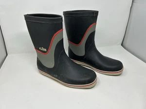 Gill Herren Marineblau mit rotem Besatz Gummistiefel Rutschfest Bootfahren Yachting Größe 9 EUC - Bild 1 von 5