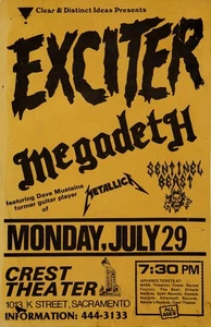 Megadeth (w Dave Mustaine) 1985 Sacramento, CA Gerahmtes Konzert Poster - Bild 1 von 2
