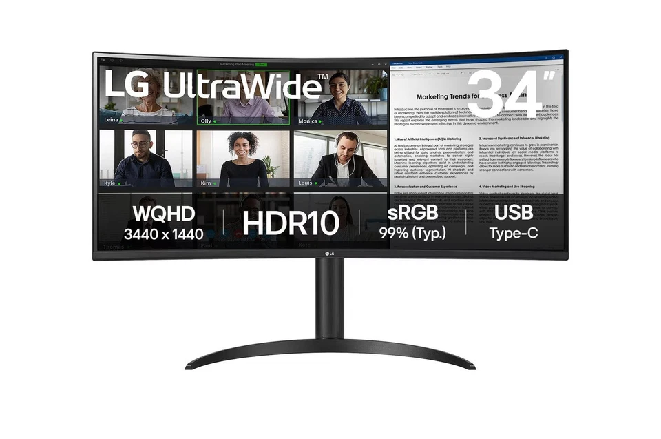 Lg 34Wr55qk-B 34 " 3440 X 1440 Pixels Wide Quad Hd Va Panel Hdmi Displayport Usb - Image 1 of 1