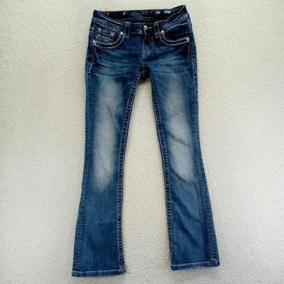 Pantalones de mezclilla para mujer Miss Me talla 26 Signature Boot azul adornados Foto 1 de 4