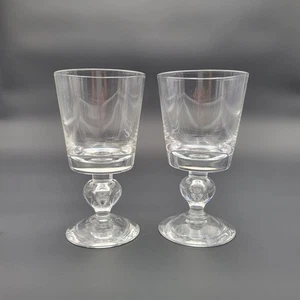 Set of 2 Steuben Teardrop Stem Water Goblets 6 1/2" Tall 7877 Signed Vtg 1940's - Picture 1 of 6