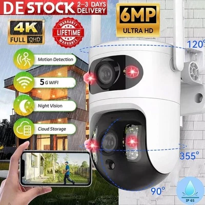 5G WIFI ÜBERWACHUNGSKAMERA 6MP HD FUNK WLAN IP NETZWERK Mini CAMERA Outdoor Dual - Bild 1 von 4