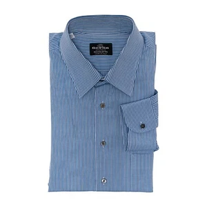 690$ LUXURY GERLIN Shirt Blue Striped Alumo Cotton 16.5 - 42 8B BIJAN - Picture 1 of 3
