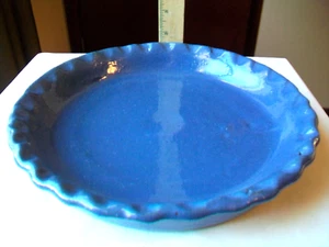 BYBEE POTTERY KENTUCKY HECHO A MANO BORDE PRENSADO PASTEL PLATO ESMALTE AZUL 10" - Imagen 1 de 10