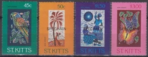 Specimen, St. Kitts Sc133-4, 136-7 Batik Art, Parrot, Palm Tree, Butterfly - Picture 1 of 1