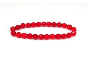 Ruby Red Transparent - 25 8mm Round Czech Glass Faceted Fire Polish Beads - Picture 1 of 1