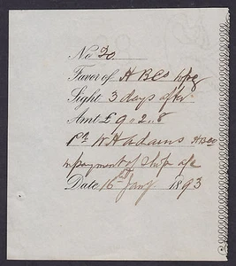 Hudson's Bay Company Wechsel & 1893 Stub - SELTEN - Bild 1 von 1