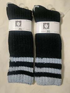 2 pr. Women  Black with Gray Anne Klein Warm Knit Soft Boot Socks Size 9-11 - Picture 1 of 2