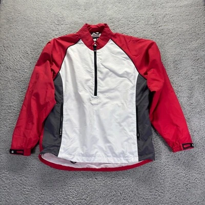 Jaqueta de golfe masculina FJ grande vermelha nylon zíper corta-vento bloco de cores 1/4 zíper - Imagem 1 de 4