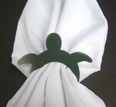 Anillos de servilletas de metal para tortugas marinas verde oscuro - Juego de cuatro Foto 1 de 3