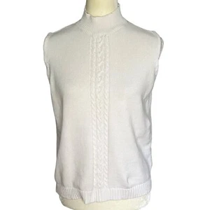 Vintage Sag Harbor Mock Neck Sleeveless Sweater Vest Size Large White Y2K - Picture 1 of 8