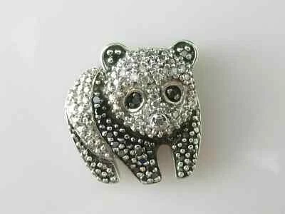2.50Ct Round White/Black Diamond 14K White Gold Finish Panda Pendant Free Chain - Image 1 of 3