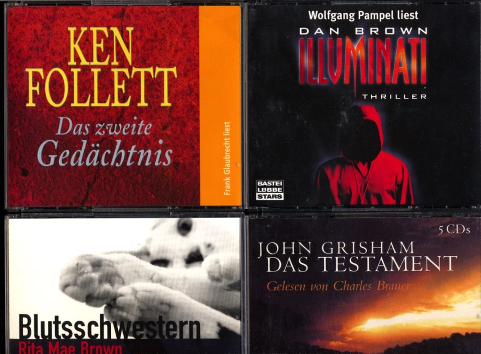 4 HÖRBÜCHER★K. FOLLETT★J. GRISHAM★D. + R.M. BROWN★Rache★Illuminati★Testament★CDs - Bild 1 von 4