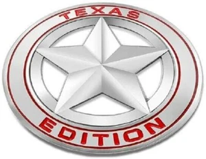 METAL CHROME RED TEXAS EDITION Emblem truck Stick fit chevy ford ram universal - Foto 1 di 6