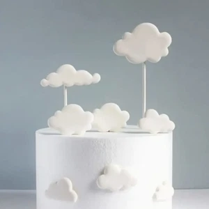 NEW - 6 PCS Foam Cloud Happy Birthday Cake Topper DIY Cake Dessert Decor Set - Picture 1 of 3