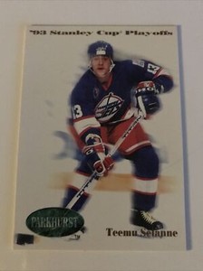 NHL Card, Teemu Selanne,93 Stanley Cup Playoffs, 1993 Parkhurst, Jets