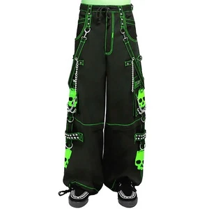 Puritues Gothic Women Parrot Skull Chain Punk Rock Steampunk Cyber Jean Pants - Picture 1 of 5